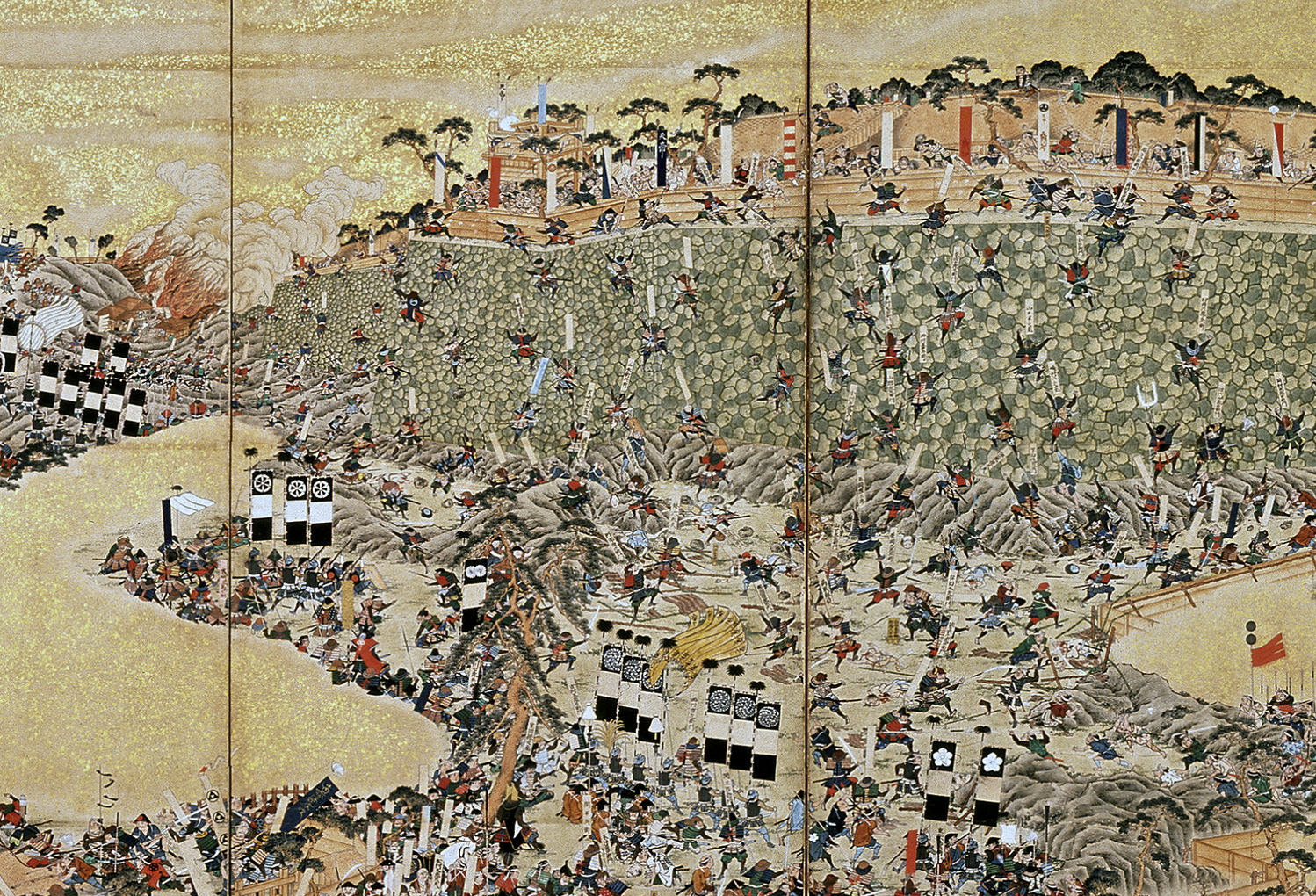 Folding screen illustrating the battle at Shimabara (property of Akizuki Kyodokan) 